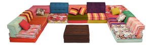Large Mah Jong Sofa in Original Fabric by Hans Hopfer for Roche Bobois, 1980s, Set of 35