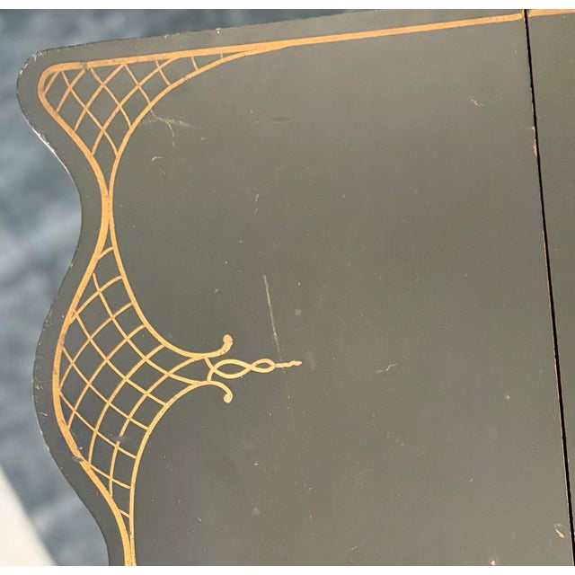 Mid 20th Century Chinoiserie Hand-Painted Black & Gold Drop-Leaf Server For Sale - Image 10 of 12