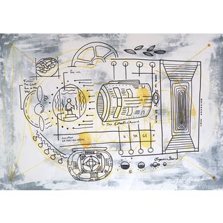 "Time Machine" Contemporary Minimalist Mixed-Media Painting by Jos De La Paz For Sale