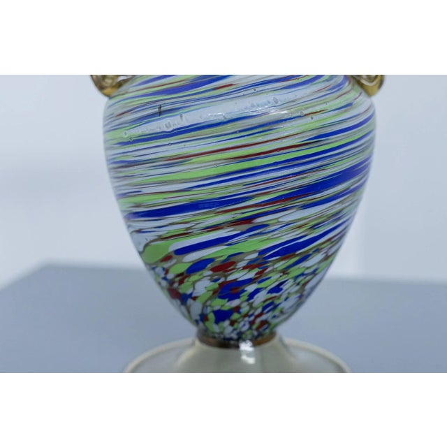 Splendid vintage coloured Murano glass vase designed by Fratelli Toso in the 1920s. The workmanship is very beautiful and...