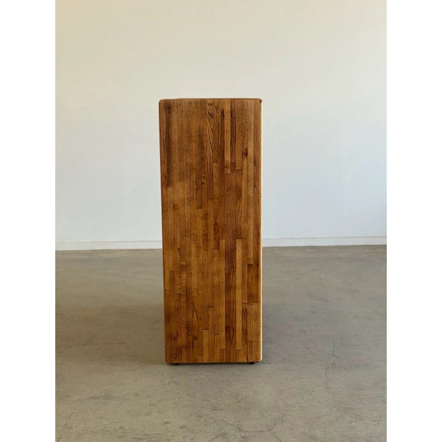 1980s Post Modern Highboy Dresser in Oak For Sale - Image 9 of 12