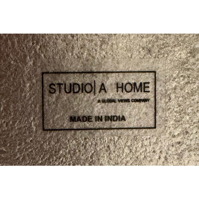 Silver Studio a Home by Global Views Circle Etched Accent Table in Antique Nickel For Sale - Image 8 of 8