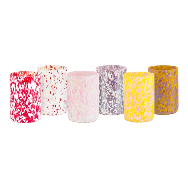 Stories of Italy Macchia su Macchia Tumblers - Flamingo Mix, Set of 6 For Sale