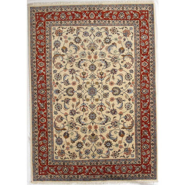 Vintage Hand-knotted Persian Mashad rug from northeastern Iran, known for its durable construction and fine workshop...