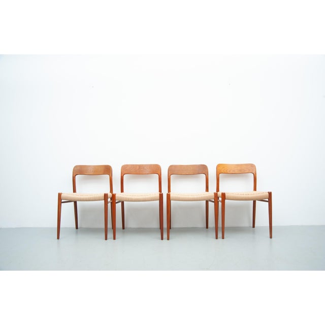 Vintage Model 75 Dining Chairs in Teak by Niels Otto Møller for J. L. Møller Møbelfabrik, 1950s, Set of 4 For Sale - Image 9 of 9