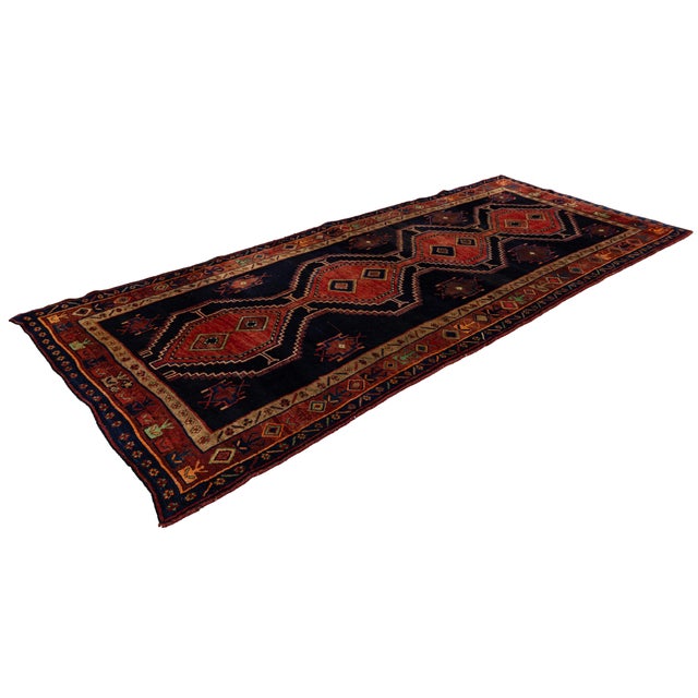 Tribal Mid-Century Hand-Knotted Vintage Kurdish Wool Runner With Geometric Medallions For Sale - Image 3 of 9