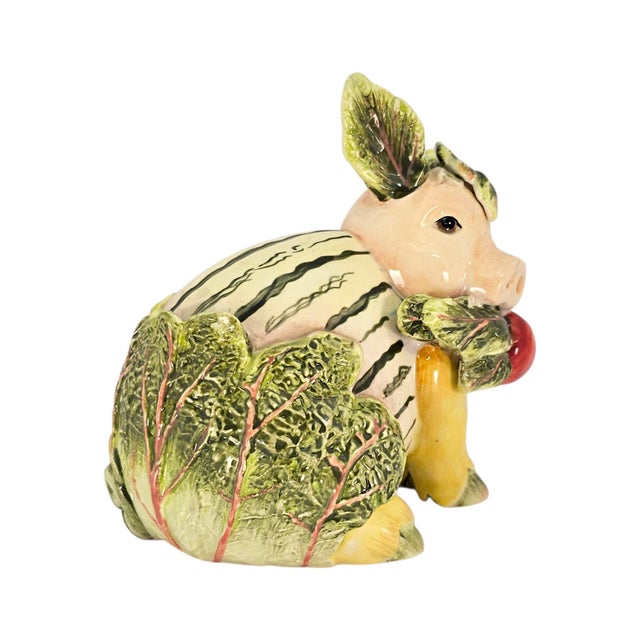Late 20th Century 1990s Fitz and Floyd French Market Figural Pig Ceramic Sculpture For Sale - Image 5 of 11