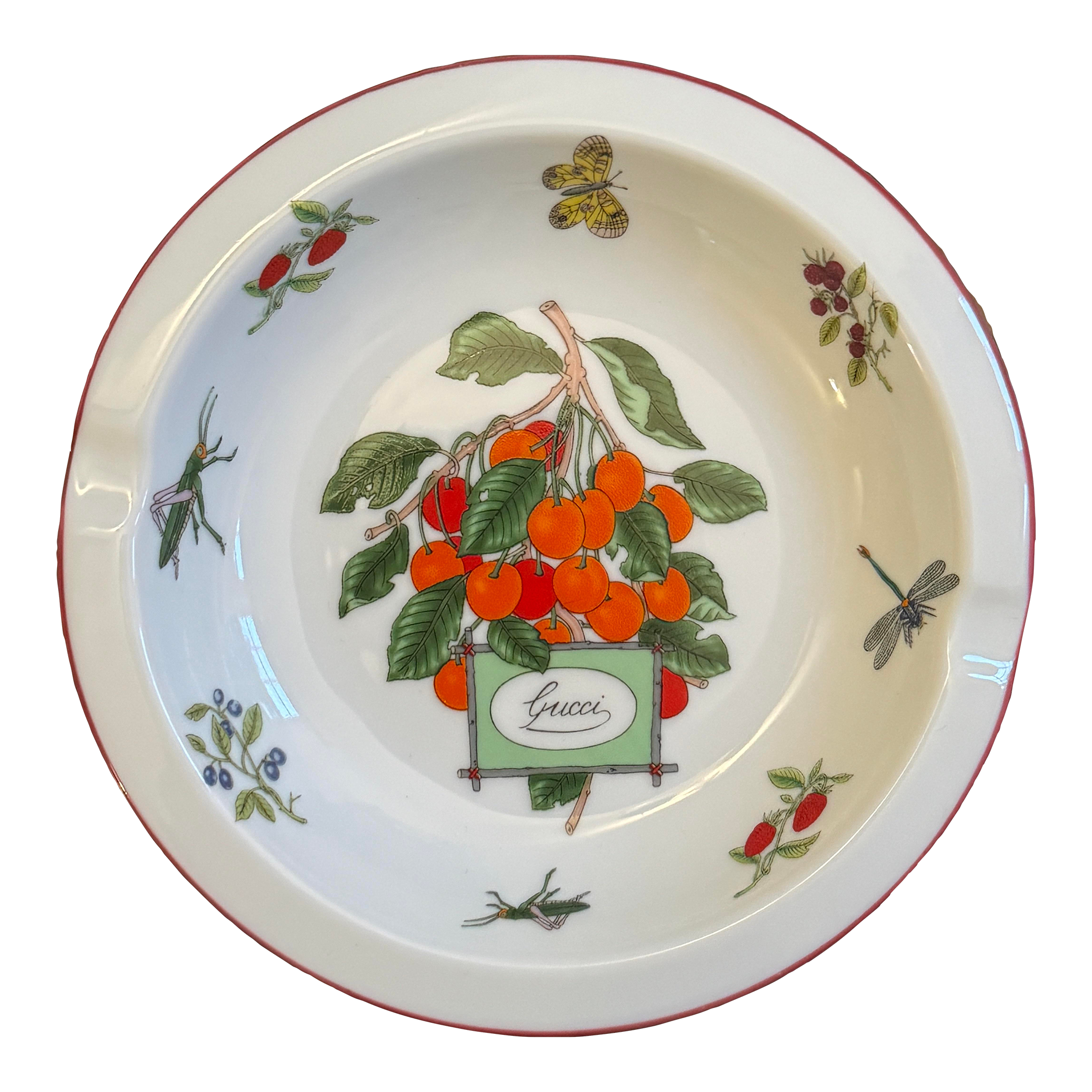 1970's Gucci Cherries Ginori Vide Poche | Chairish