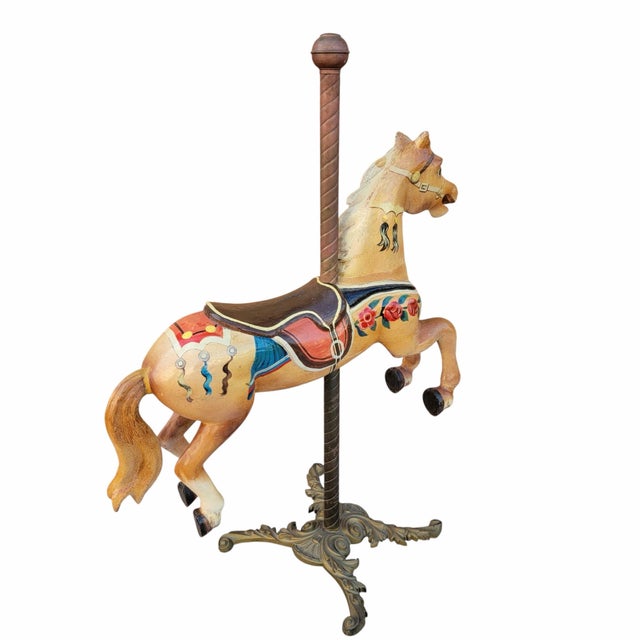 Antique Wood Painted Carousel Horse For Sale - Image 9 of 10