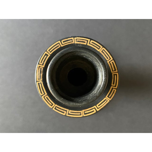 1910s Japanese Lacquer Candlesticks With Gilt Floral Decoration - Pair For Sale - Image 4 of 7