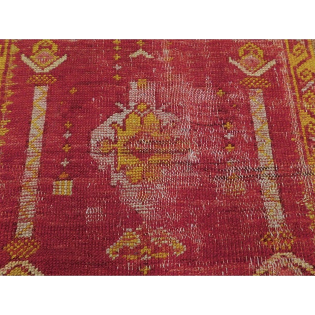 Maroon Antique Hand Knotted Turkish Prayer Rug 3'5"x 4'9" For Sale - Image 8 of 12