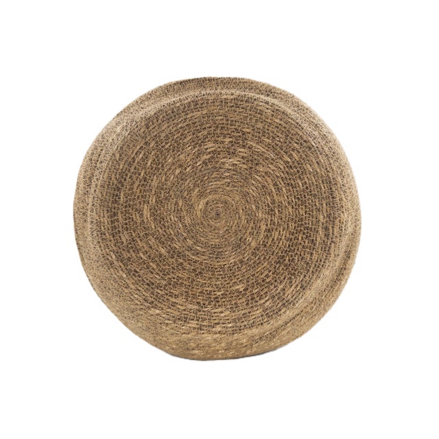 2020s Handwoven Indian Seagrass Basket With Flared Rim in Natural, Charcoal & Indigo Accents For Sale - Image 5 of 8