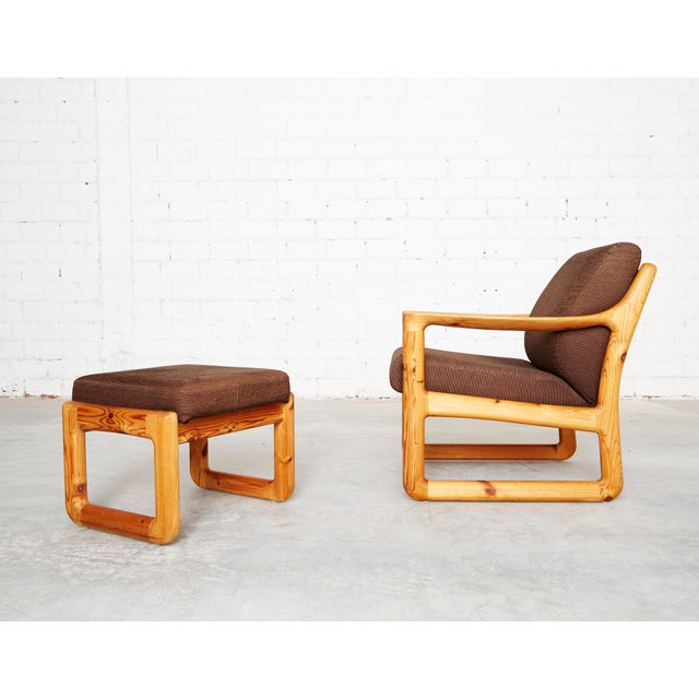 Beautiful easy chair from Denmark by Silkeborg. The frame is made of solid pine. The wood displays a spectacular grain....