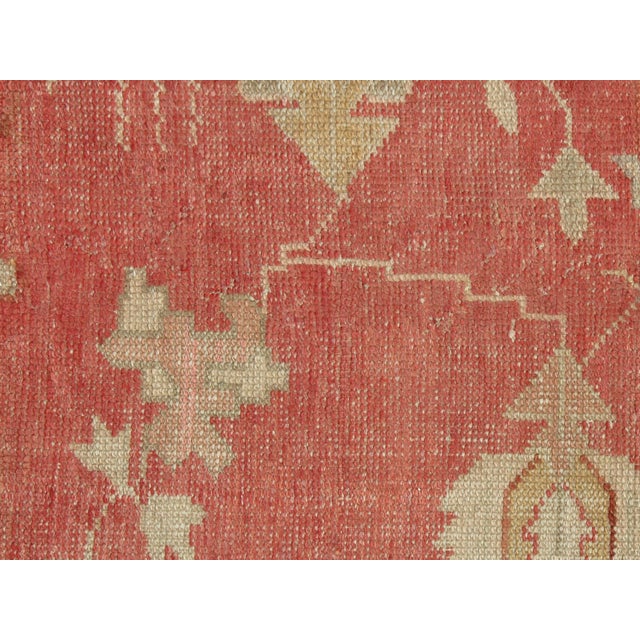 Antique Oushak Carpet, Handmade Turkish Oriental Rug, Beige, Coral, Soft Colors For Sale - Image 4 of 18