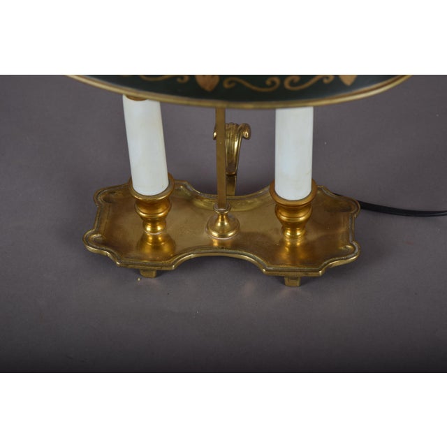 Brass Bouillotte Table Lamp with Green Tole Shade, 1950s For Sale - Image 10 of 18