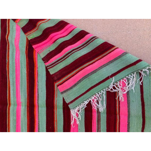 Green Moroccan Vintage Flat-Weave Kilim Rug North Africa For Sale - Image 8 of 13