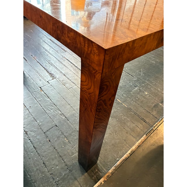 Amber 1970s Burlwood Parsons Table by Edward Wormley for Dunbar For Sale - Image 8 of 10