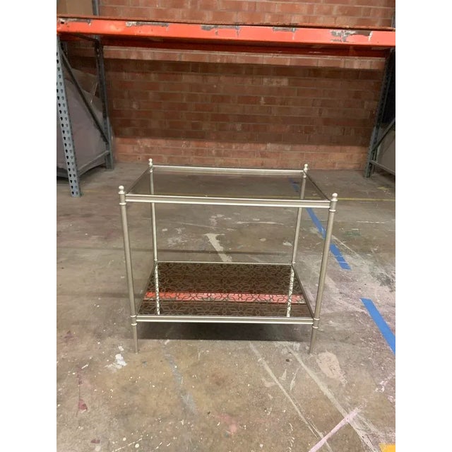 Caracole Modern Clover Leaf Two-Tier Side Table in Silver Glass & Mirror For Sale - Image 10 of 10