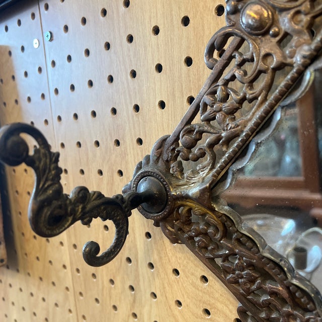 1900 - 1909 Victorian Standard Brand Stamped 1901 Cast Iron Hall Mirror With Hooks For Sale - Image 5 of 10