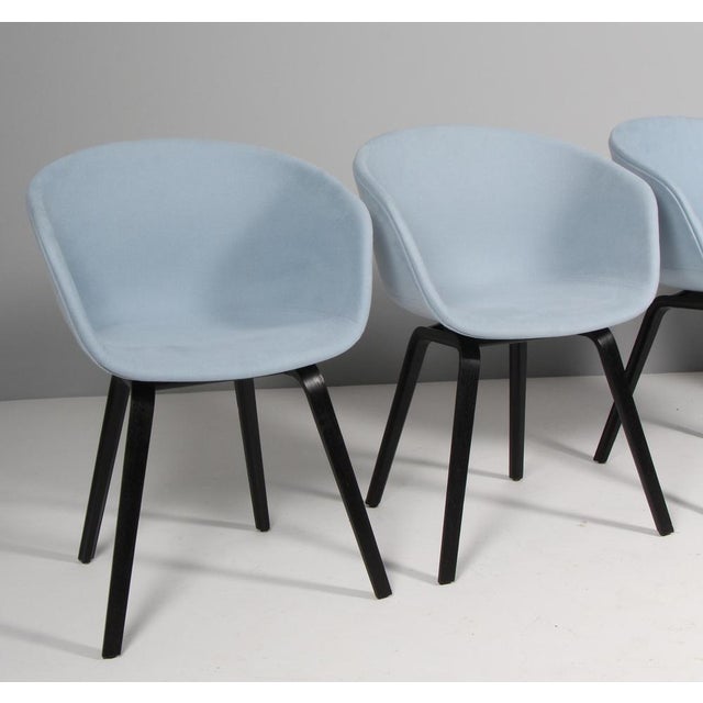 Model AAC22 Dining Chairs in Fabric and Black Stained Oak, 2010s, Set of 4 For Sale - Image 4 of 9