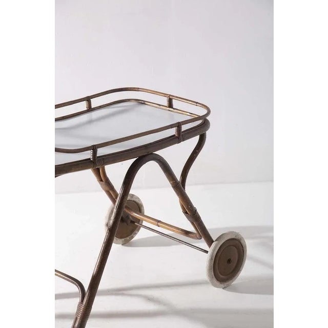 Vintage Italian in Bamboo and Formica Bar Cart, 1950s For Sale - Image 10 of 12