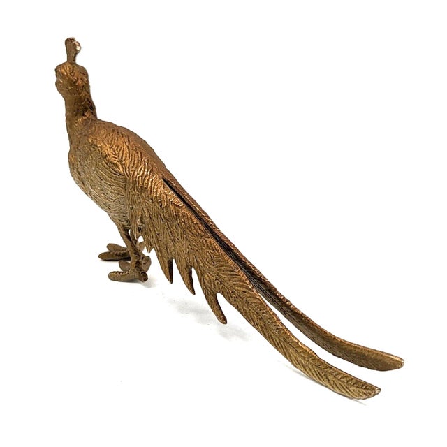 Metal Mid Century Italian Cast Metal Peacock Menu Holder Statuette Figurine For Sale - Image 7 of 12
