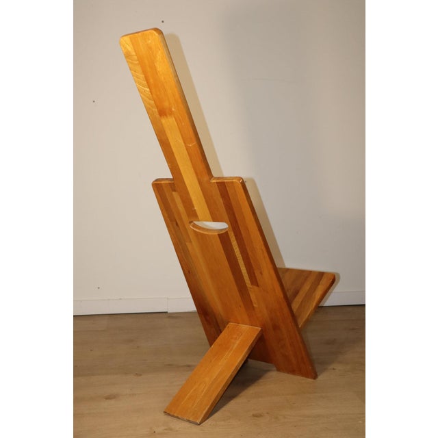 Brutalist Sculptural Lounge Chair in Elm, 1980s For Sale - Image 4 of 18