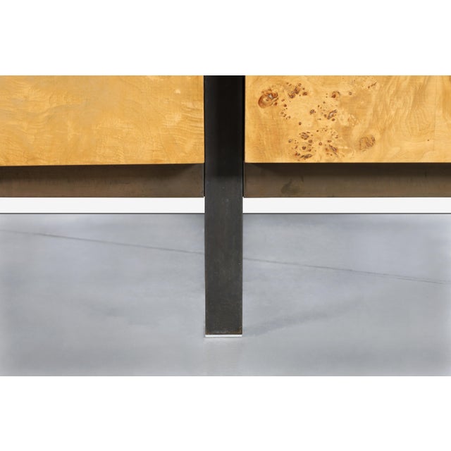 Vintage Burl Wood and Bronze Freestanding Wall Unit by John Stuart For Sale - Image 12 of 13