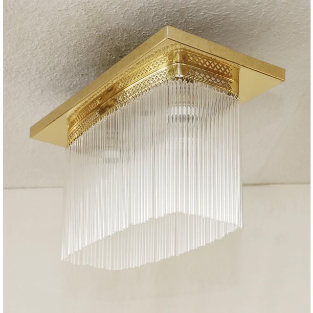 Art Nouveau Brass and Glass Ceiling Lamp, 1890s For Sale - Image 4 of 7