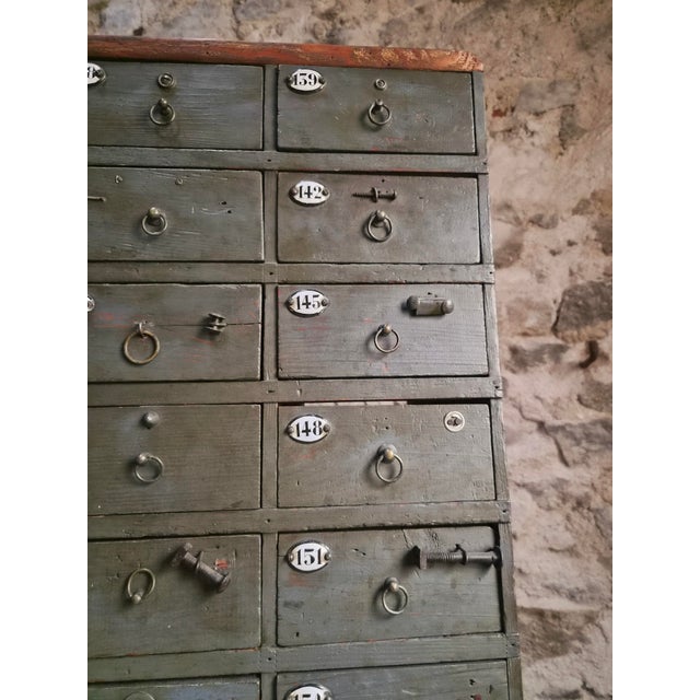 Antique French Pine Hardware Store Cabinet with Fourty Eight Drawers, 1890s For Sale - Image 6 of 18