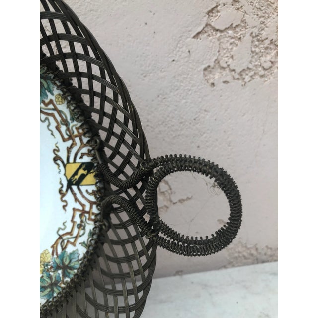 Late 19th Century 19th Century French Majolica Wire Basket Sarreguemines For Sale - Image 5 of 7