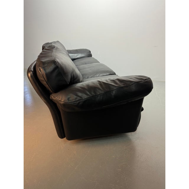 Mid-Century Black Leather Poppy 3 Sofa from Poltrona Frau, 1970s For Sale - Image 6 of 8