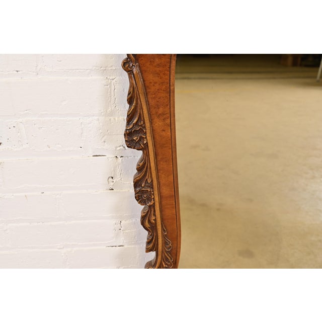 Brown Romweber Antique French Rococo Louis XV Carved Burl Wood Framed Wall Mirror, Circa 1920s For Sale - Image 8 of 12