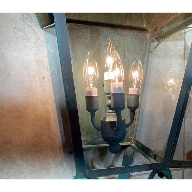 Vintage French Quarter Style Solid Brass Wall Lantern – Oversized For Sale - Image 13 of 17