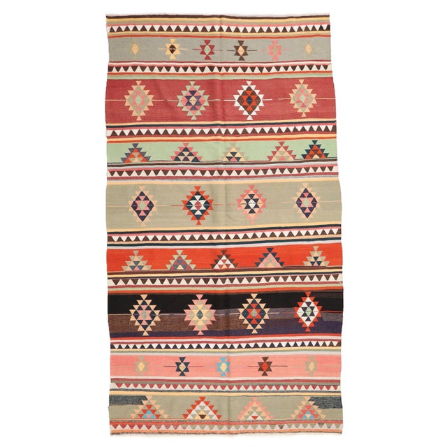 Textile Vintage Turkish Kilim Rug For Sale - Image 7 of 7