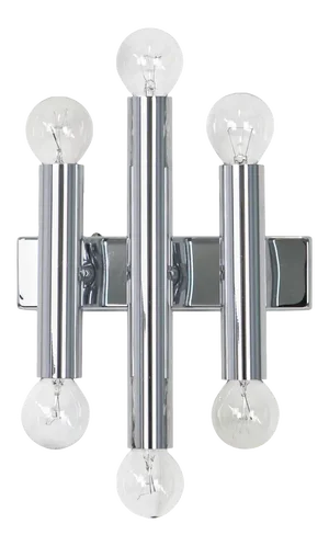 Italian Chrome Wall Sconces in the Style of Sciolari, 1970s, Set of 2