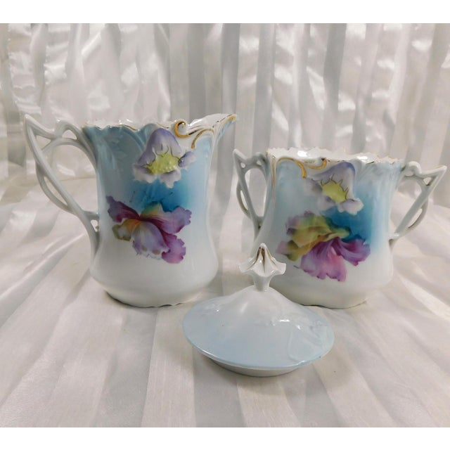 Ceramic 1920s Chocolate Pot Set With Sugar Bowl, Creamer and Matching Tray - Six Piece For Sale - Image 7 of 16