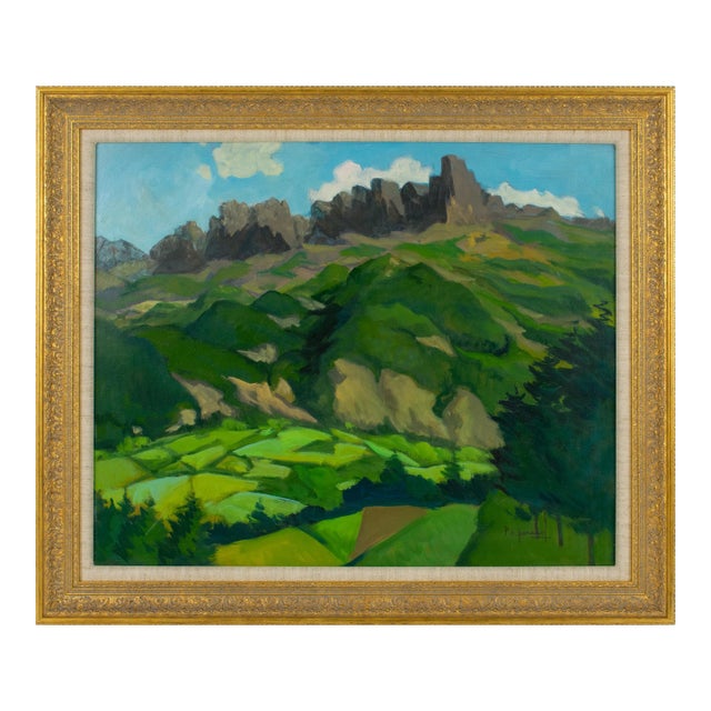 The Alps in Provence, Oil on Board Painting by Pierre-Edmond Peradon For Sale