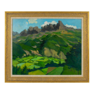 The Alps in Provence, Oil on Board Painting by Pierre-Edmond Peradon