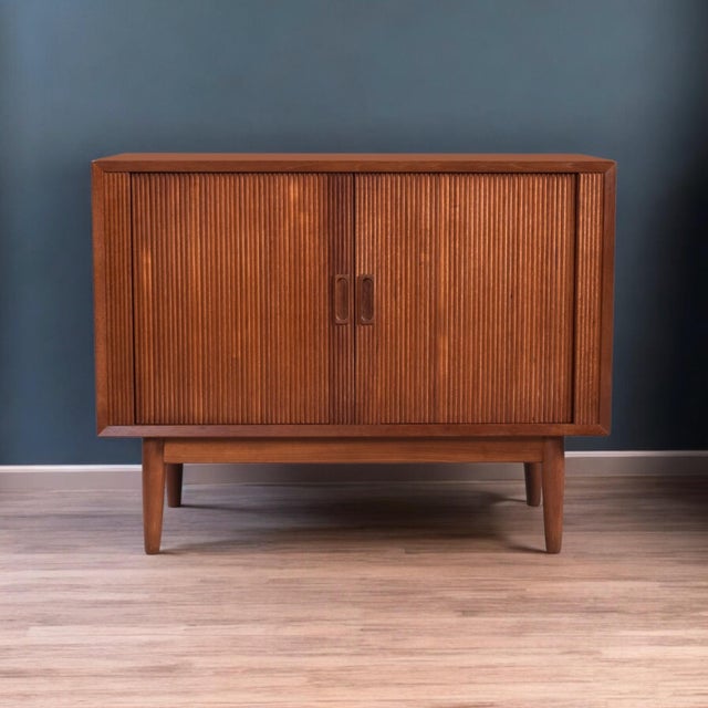 Mid-Century Modern Pair of Danish Teak Cabinets With Tambour Doors by Lyby Mobler For Sale - Image 3 of 14