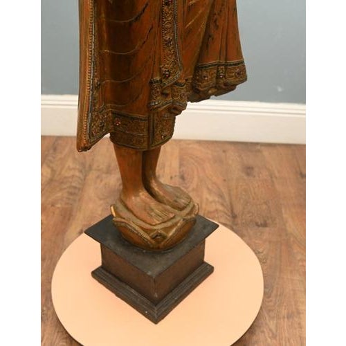Carved Standing Burmese Buddha Statue For Sale - Image 18 of 18