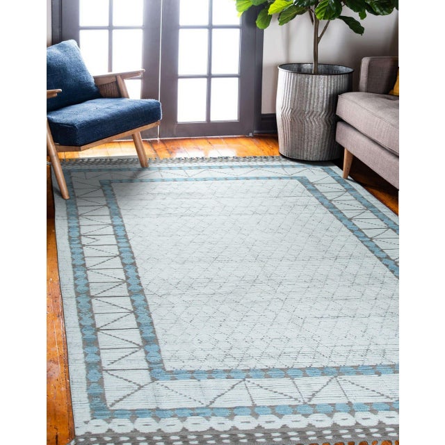 Ivory 8x10 Cream Soft Wool Pile Hand-Knotted Contemporary Modern Berber Carpet Rug For Sale - Image 8 of 8