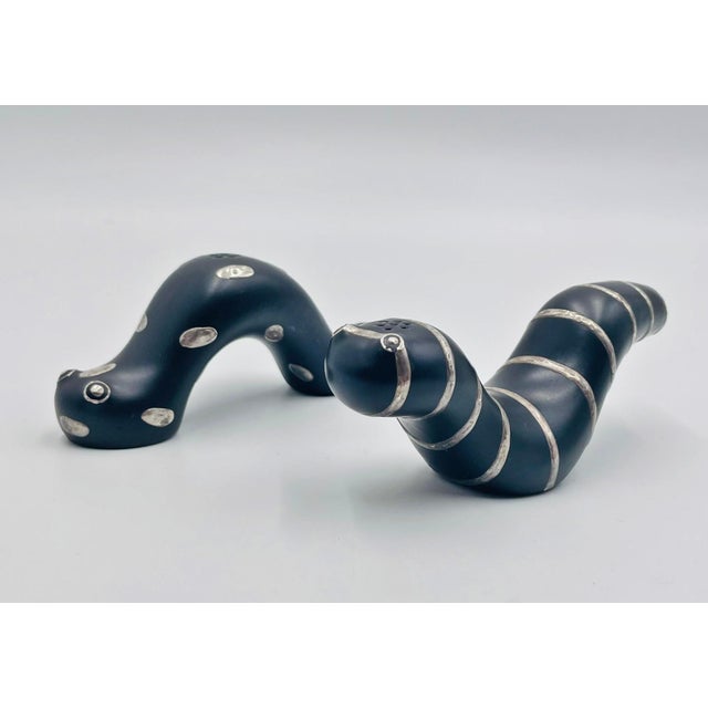 Mexican 1980s Emilia Castillo Taxco Plata Pura Silver & Porcelain "Oruga" Sculptures, Pair For Sale - Image 3 of 18