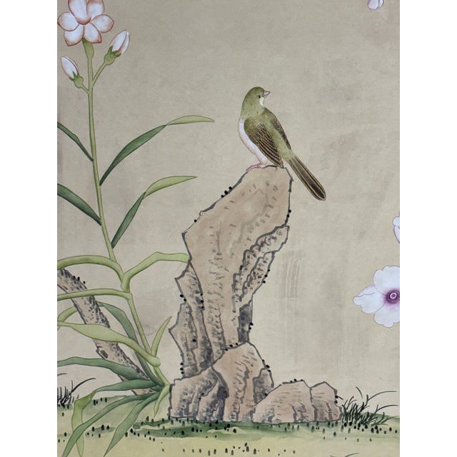 De Gournay Badminton Framed Wall Paper Panels, Set of Three For Sale In San Francisco - Image 6 of 12