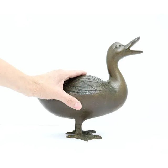 Contemporary Vintage Large Brass Duck Figurine For Sale - Image 3 of 11
