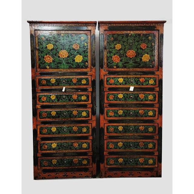 Wood Late 19th Century Tibetan Chest With 6 Drawers For Sale - Image 7 of 12