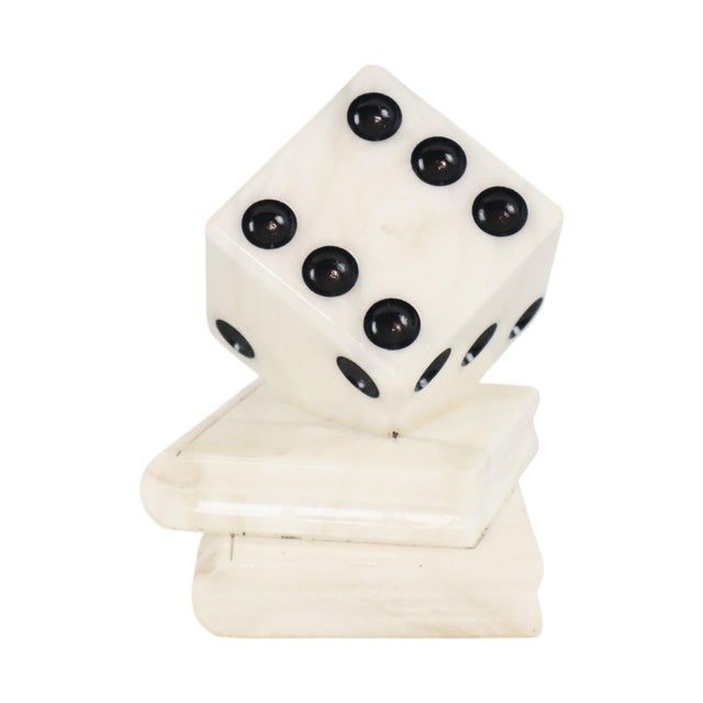 Black Vintage Alabaster Dice Paperweight Figurine For Sale - Image 8 of 14