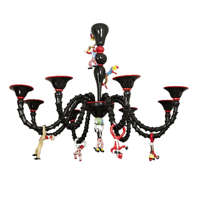Murano Glass Chandelier with Carnival Characters, 1970s For Sale