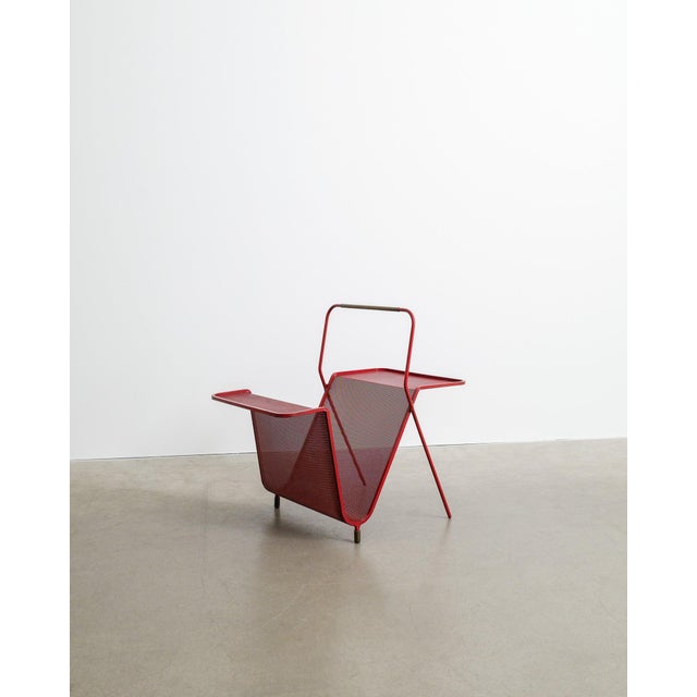 Mathieu Matégot French Mid Century Red Magazine Rack by Mathieu Matégot, 1950s For Sale - Image 4 of 6