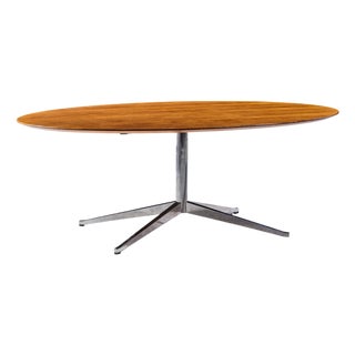 Florence Knoll Mid Century Oval Top Rosewood and Chrome Dining Table For Sale